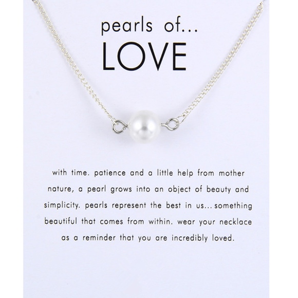 Jewelry - 'Pearl of Love' Dainty Silver Charm Necklace